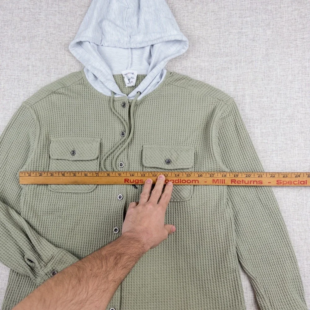 Hippie Rose Juniors Hooded Waffle Knit Button Shacket Sage Green Size S - Picture 4 of 8